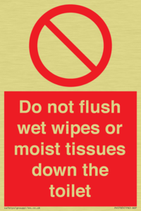 Do not flush wet wipes or moist tissues down the toilet